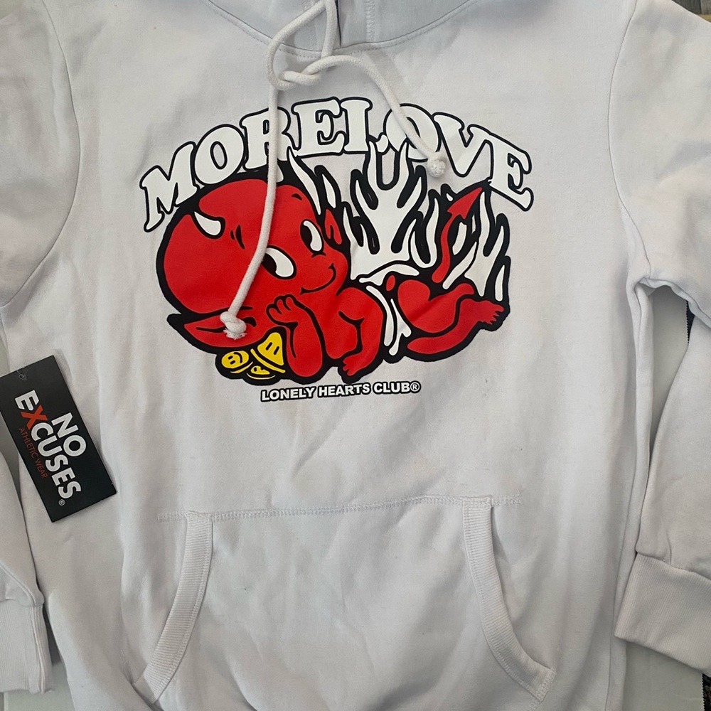White Sweater with Red Graphic